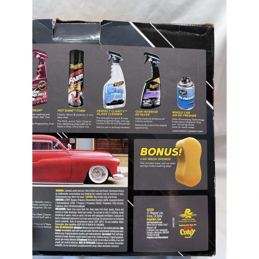 Meguiar's Show & Shine Premium Interior/Exterior Car Cleaning Kit Full Size 8 Pc